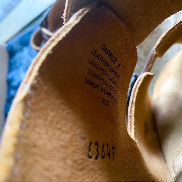 Freebird Shoes Caprice Leather Strappy Open-Toe Block-Heel Slide Cognac 8 GUC - Picture 6 of 10